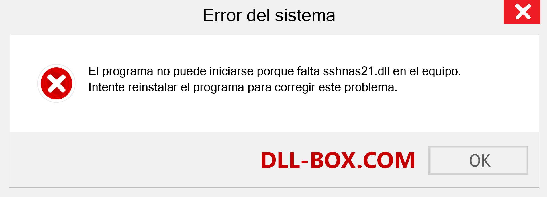 ¿Falta el archivo sshnas21.dll ?. Descargar para Windows 7, 8, 10 - Corregir sshnas21 dll Missing Error en Windows, fotos, imágenes